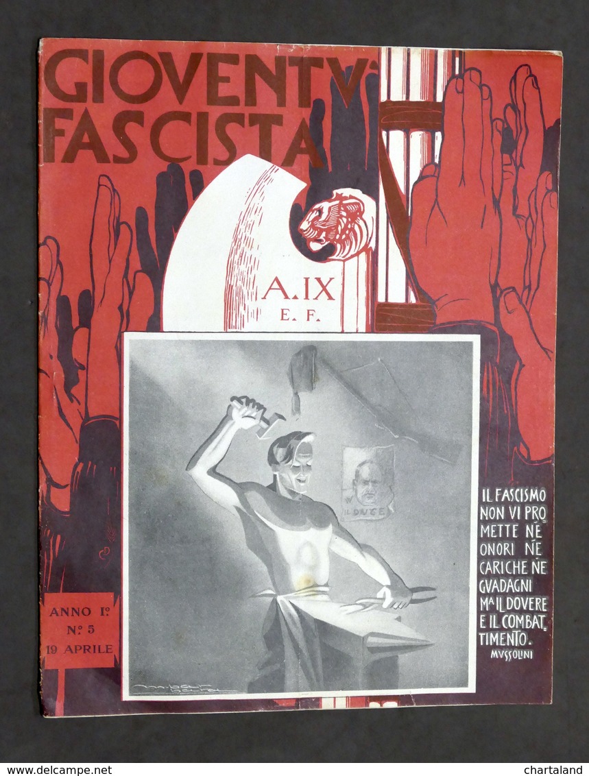 Storia Fascismo - Rivista Gioventù Fascista - Anno I N° 5 - 19 Aprile 1931 - Sin Clasificación