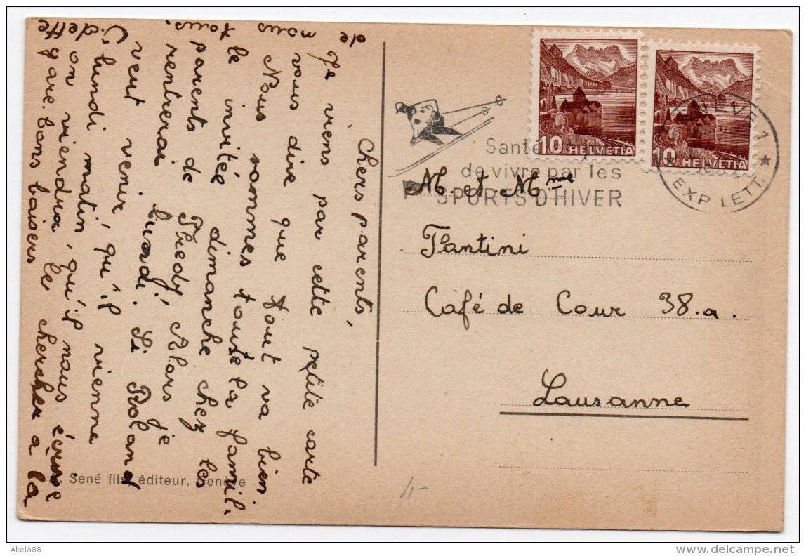 SVIZZERA 1942 - CHILLON - GENEVE - SCIATORE - SCI - Storia Postale