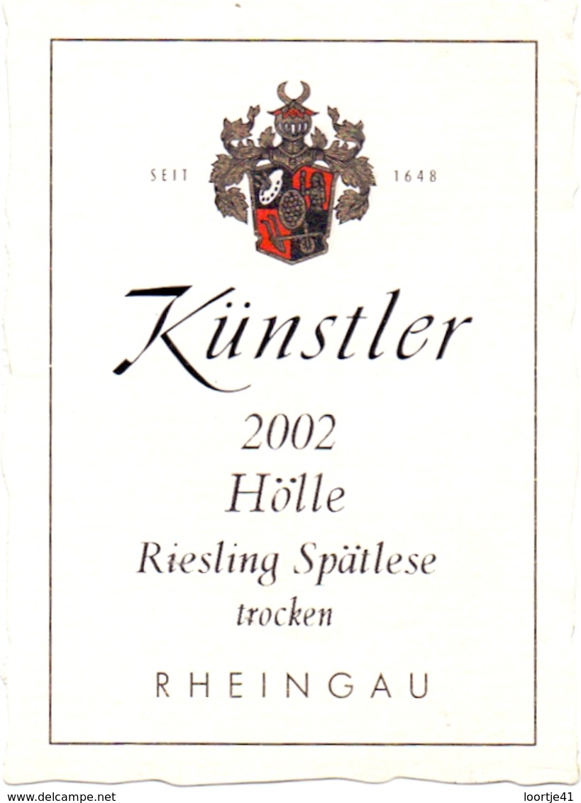 Etiket Etiquette - Vin - Wijn - Riesling - Kunstler 2002 - Riesling