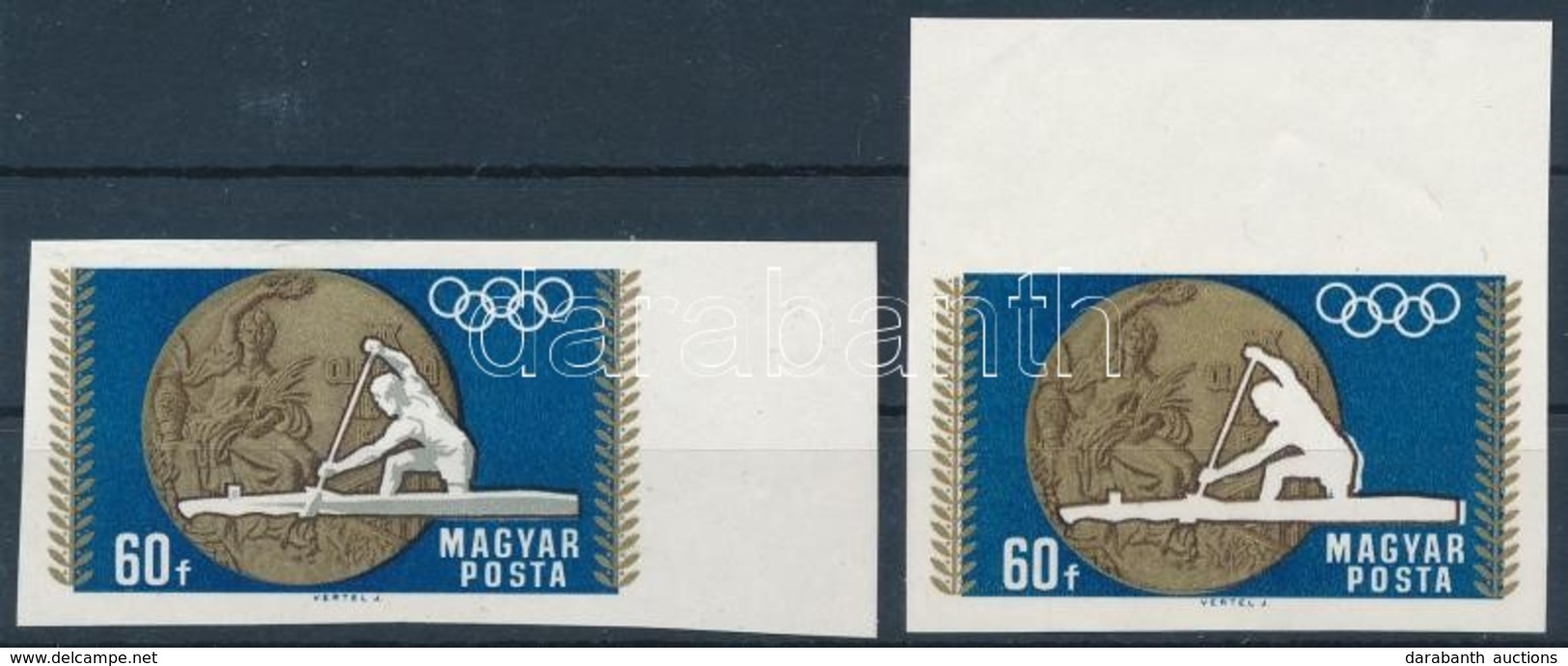 (*) 1968 Olimpiai érmesek 60f Vágott ívszéli Fázisnyomat A Szürke Szín Nélkül + Támpéldány - Autres & Non Classés