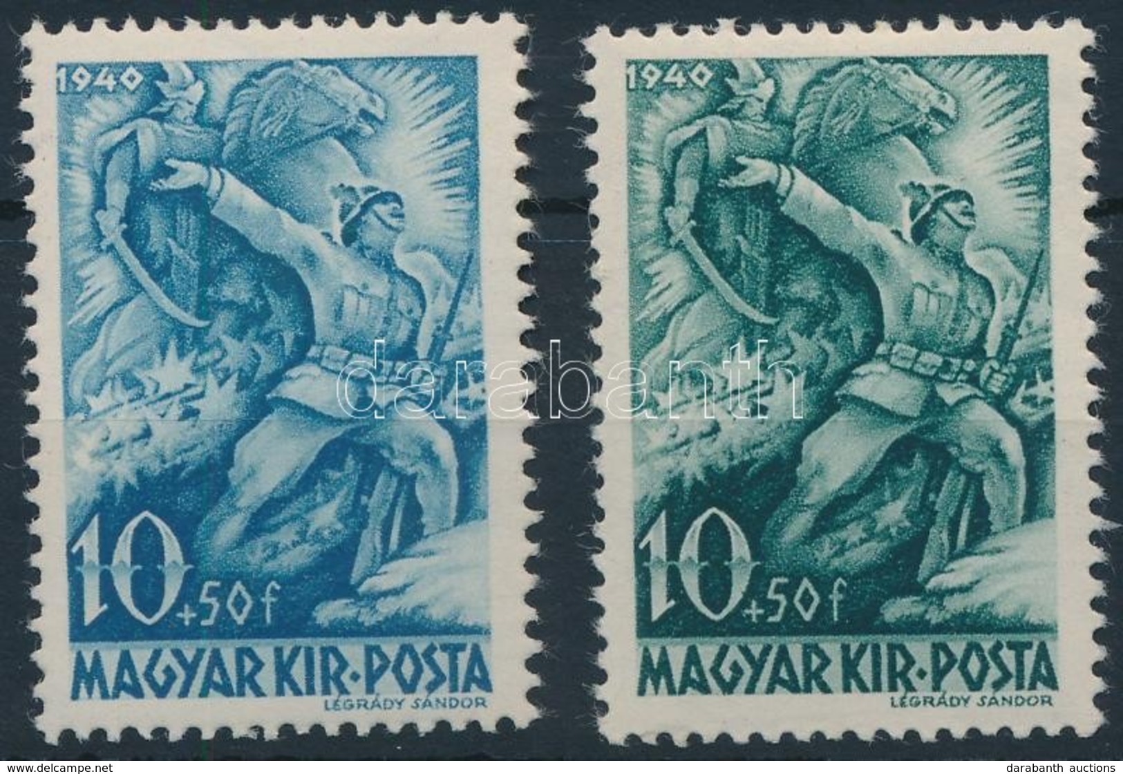 * 1940 Erdélyért 10f Sötétzöld Helyett Kék Színben + Támpéldány - Other & Unclassified