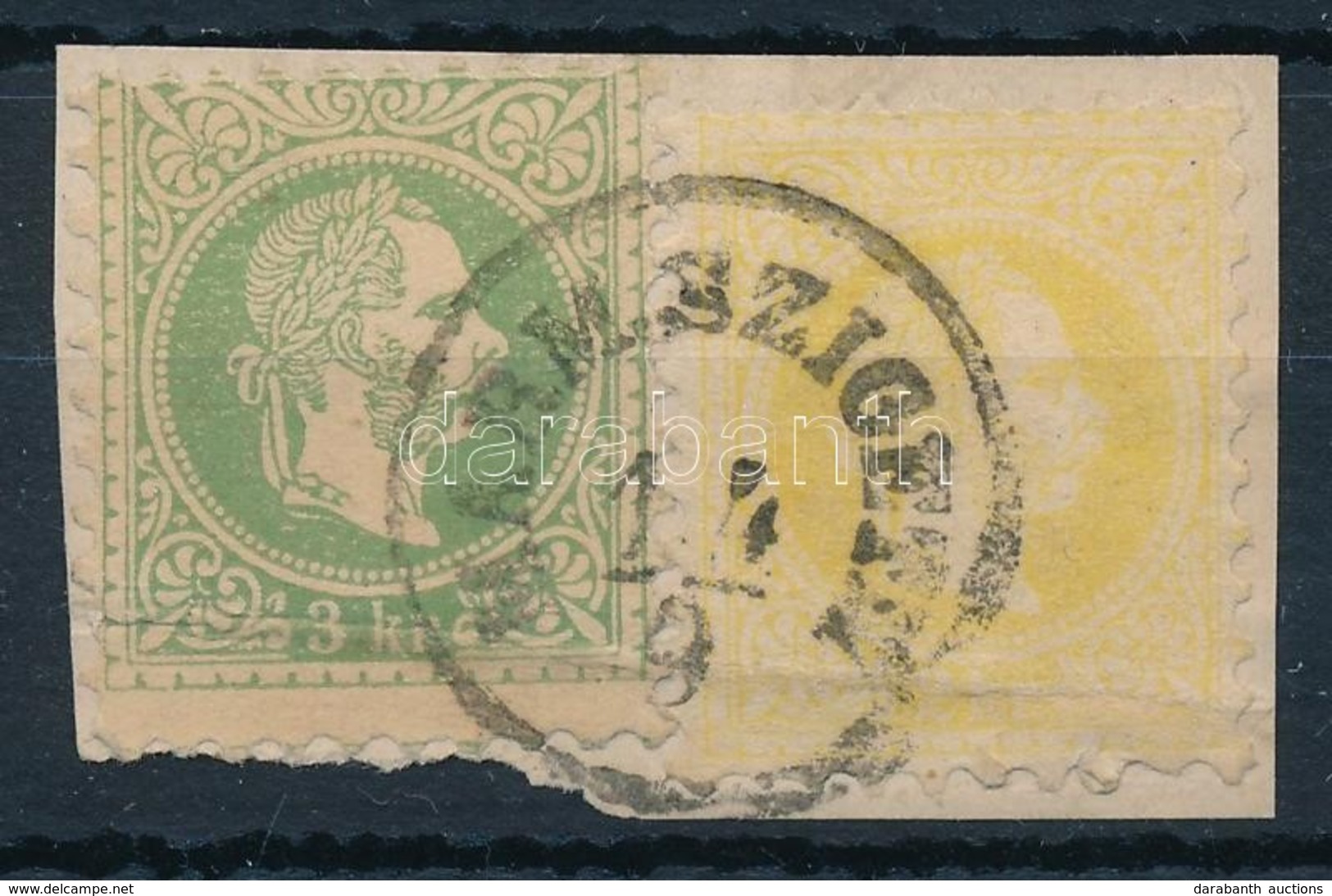 1867 2kr + 3kr Kivágáson (alul Hajtás) 'MARM. SZIGETH' - Other & Unclassified