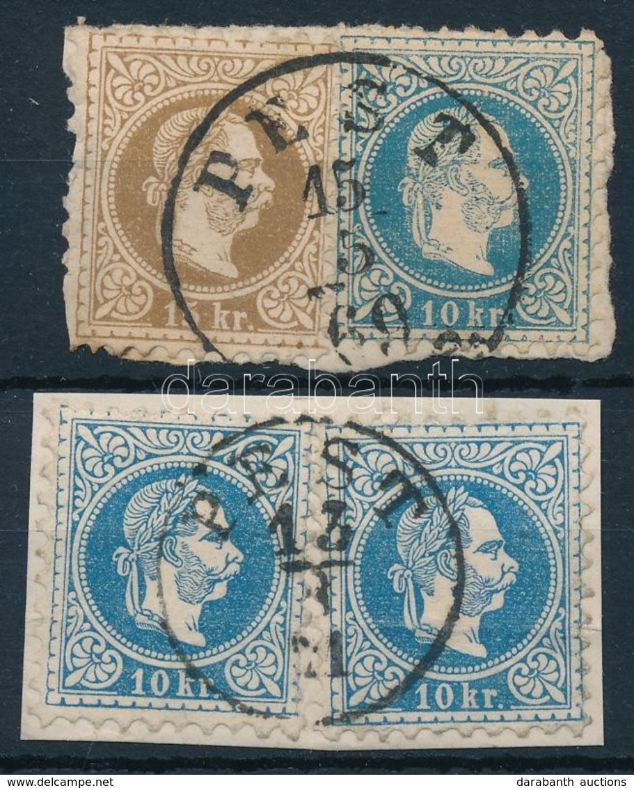 1867 2 X 10kr Ill. 10kr + 15kr 2 Kivágáson 'PEST' - Sonstige & Ohne Zuordnung