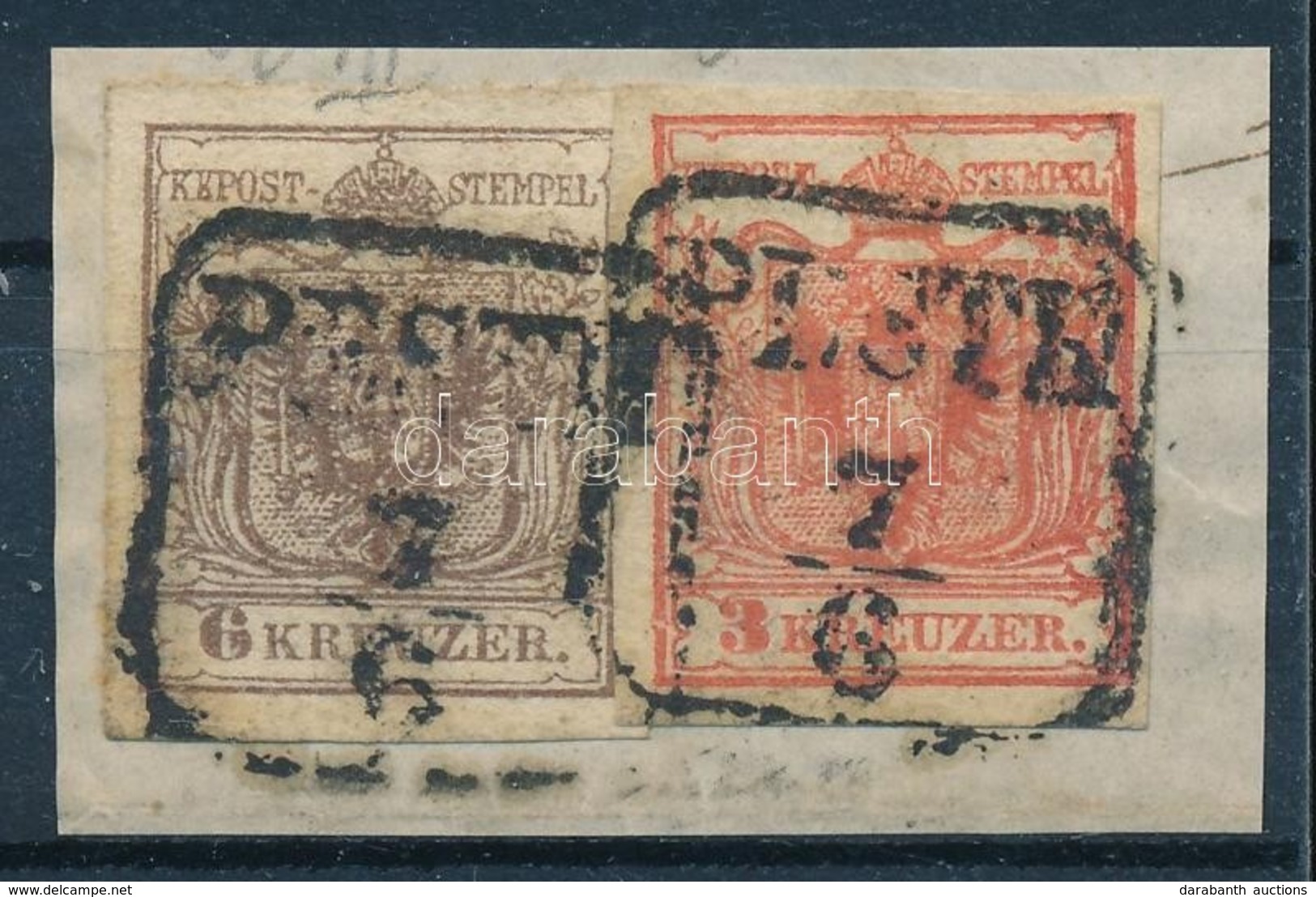 1850 3kr + 6kr HP III 'PESTH' - Andere & Zonder Classificatie