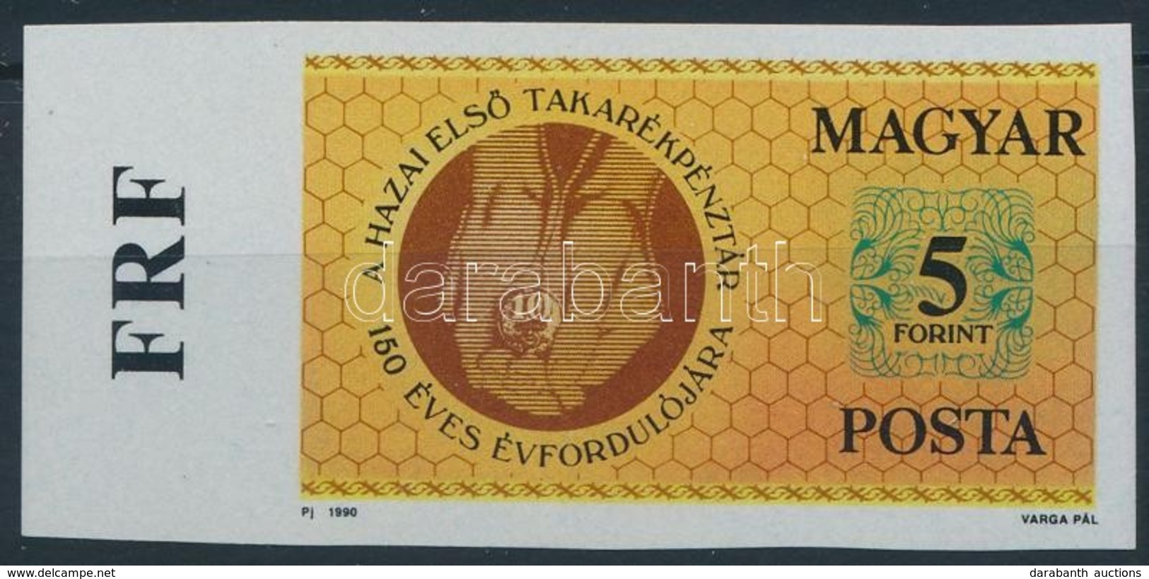 ** 1990 150 éves A Takarékpénztári Mozgalom ívszéli Vágott Bélyeg (1.500) - Autres & Non Classés