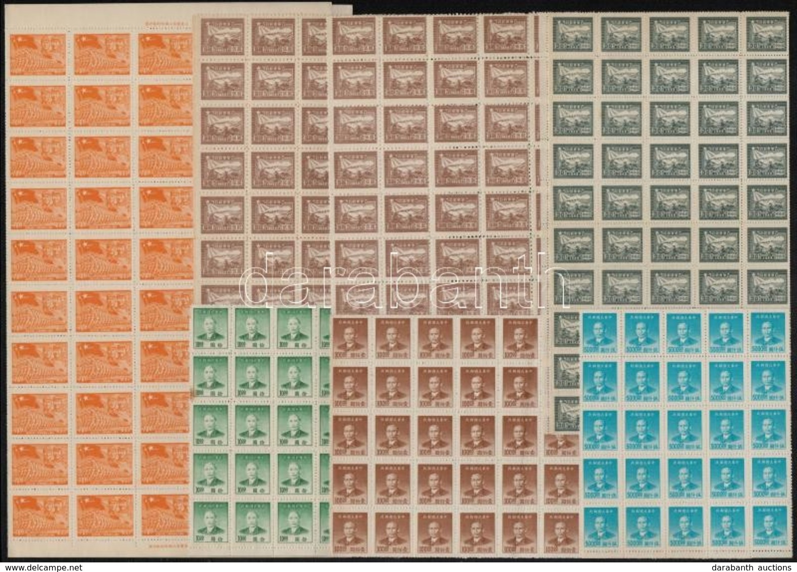 (*) Kína  650 Db Bélyeg (6 Féle) ívekben és Fél ívben/ China 650 Stamps In Sheets And 1 Half Sheet (6 Different) - Andere & Zonder Classificatie