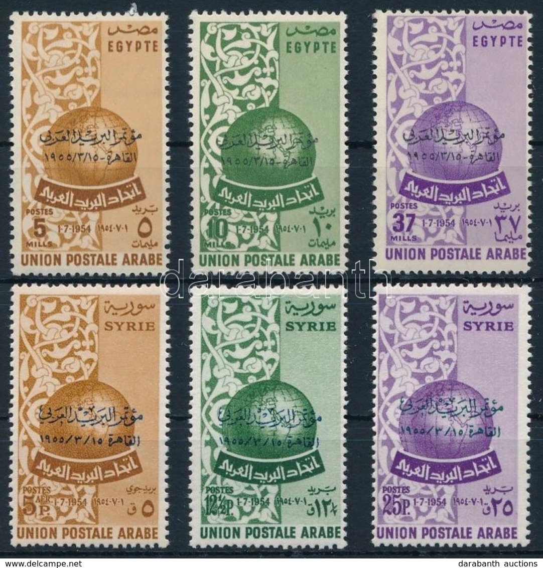 ** Egyiptom, Szíria 1955 Arab Postai Egyesület 2 Db Sor Mi 487-489 + Mi 650-652 - Andere & Zonder Classificatie