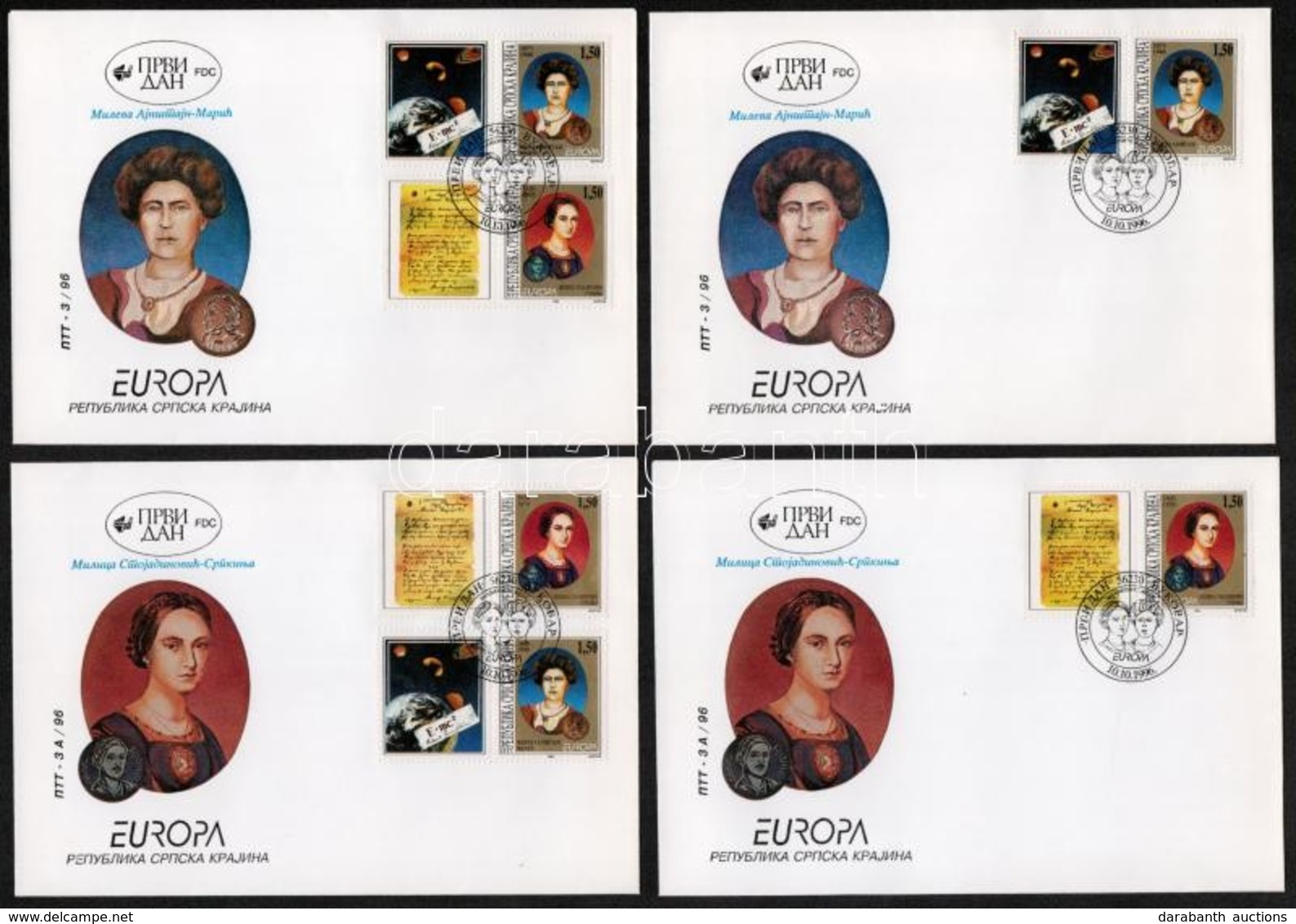 Horvátország-Krainai Szerb Köztársaság 1996-1997 Europa CEPT Motívum 2 Db Kisív Pár + 2 Db Sor 8 Db FDC-n - Andere & Zonder Classificatie