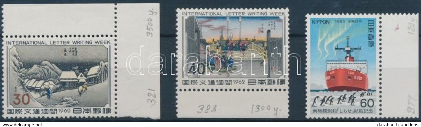 ** Japán 1960-1983 3 Klf ívszéli Bélyeg - Sonstige & Ohne Zuordnung