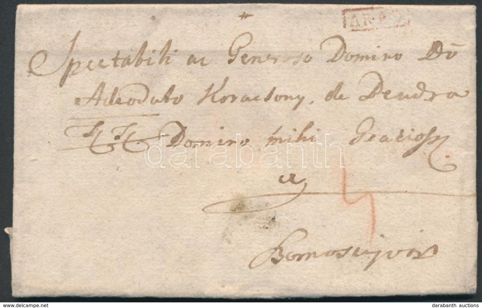 1787 Portós Levél / Cover With Postage Due, Piros / Red 'ARAD' - Szamosújvár - Autres & Non Classés