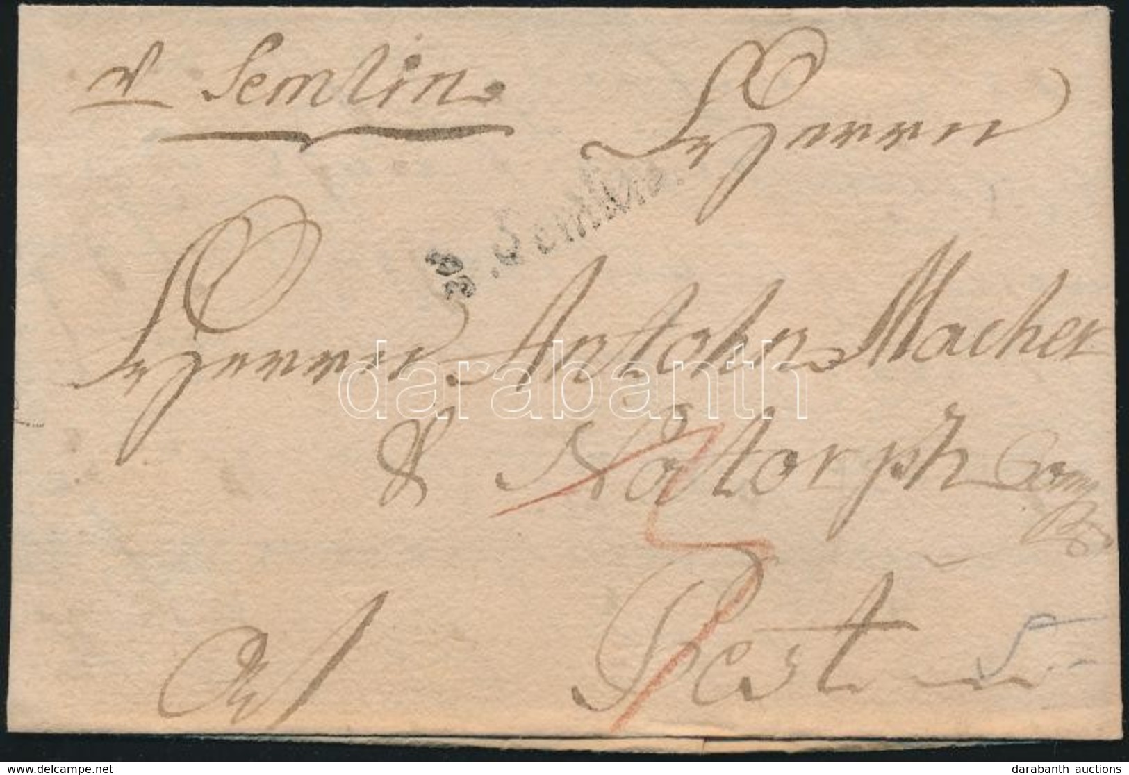1789 Portós Levél / Cover With Postage Due 'v. Semlin' - Pest - Autres & Non Classés