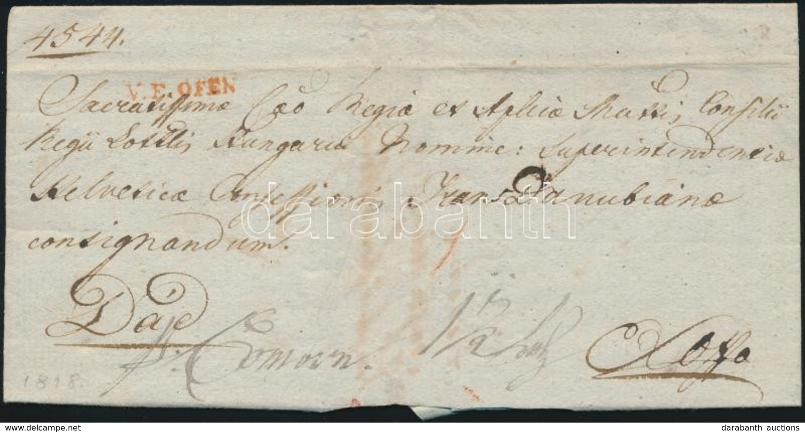 1818 Ex Offo Teljes Tartalommal / With Full Content Piros / Red 'V.F.OFEN' - Dád - Andere & Zonder Classificatie