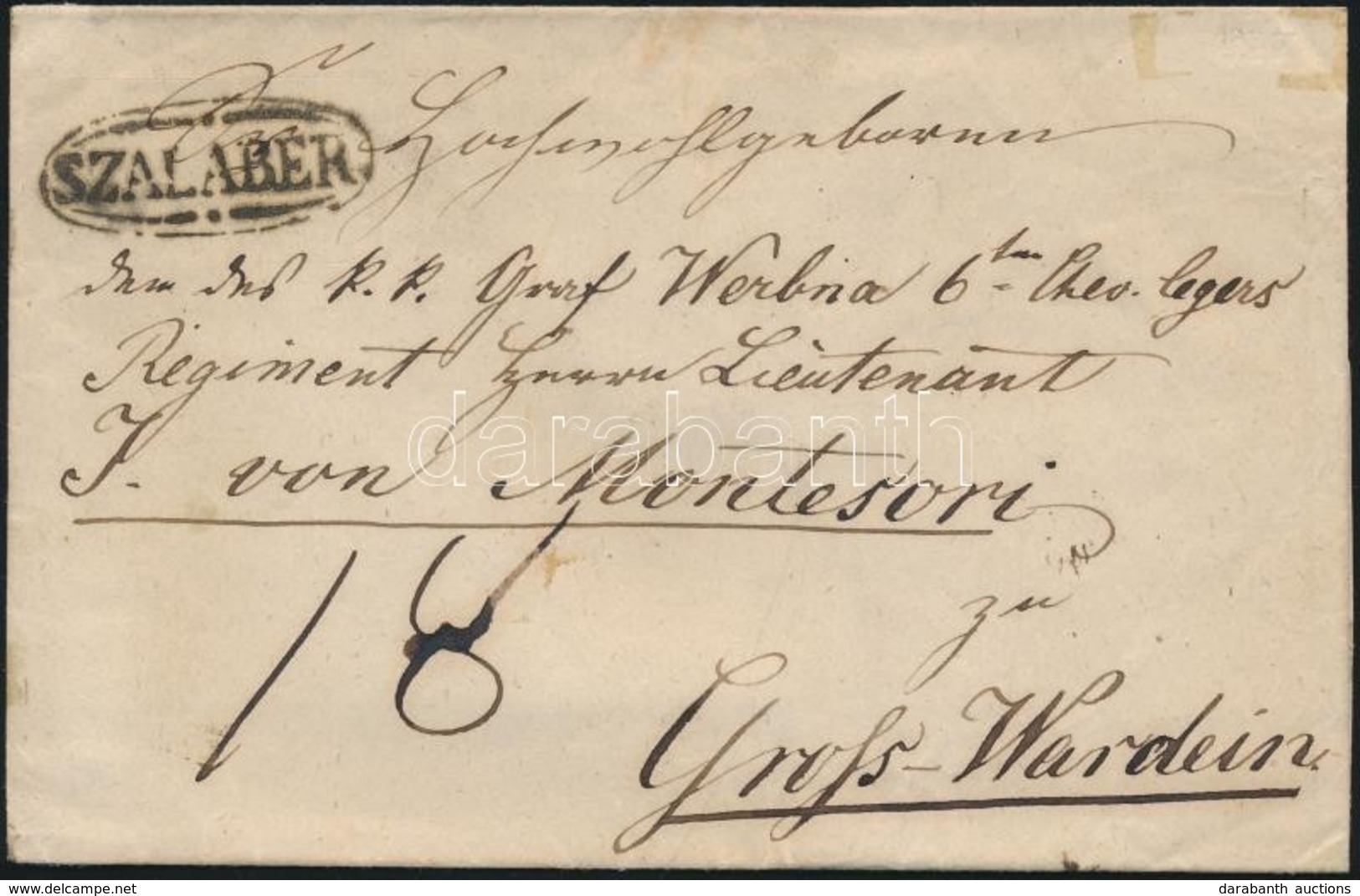 Ca. 1830 Portós Levél / Cover With Postage Due 'SZALABÉR' - Gross-Wardein - Other & Unclassified