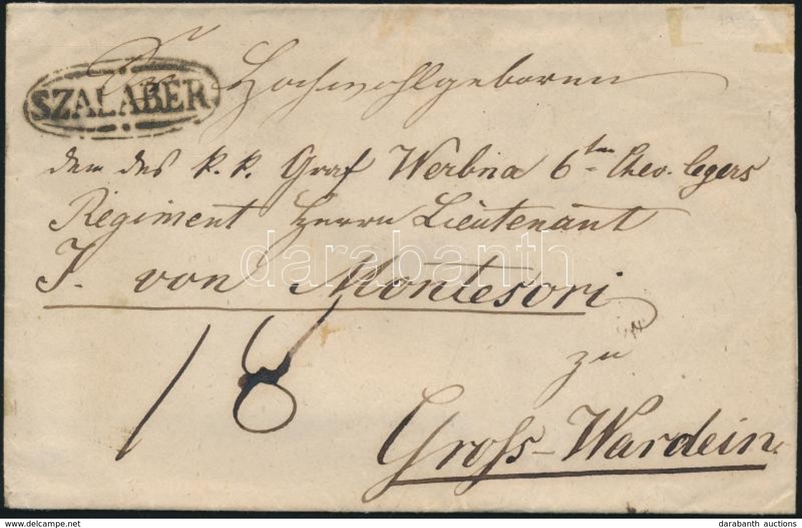 Ca. 1830 Portós Levél / Cover With Postage Due 'SZALABÉR' - Gross-Wardein - Andere & Zonder Classificatie