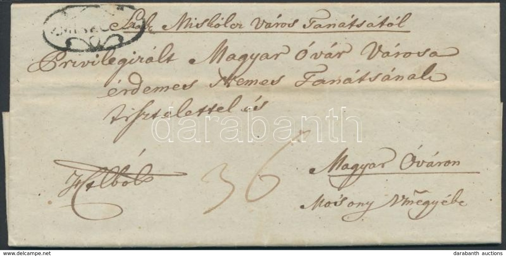 1843 Ex Offo 'V.MISKÓLCZ' - Magyar Óvár - Autres & Non Classés