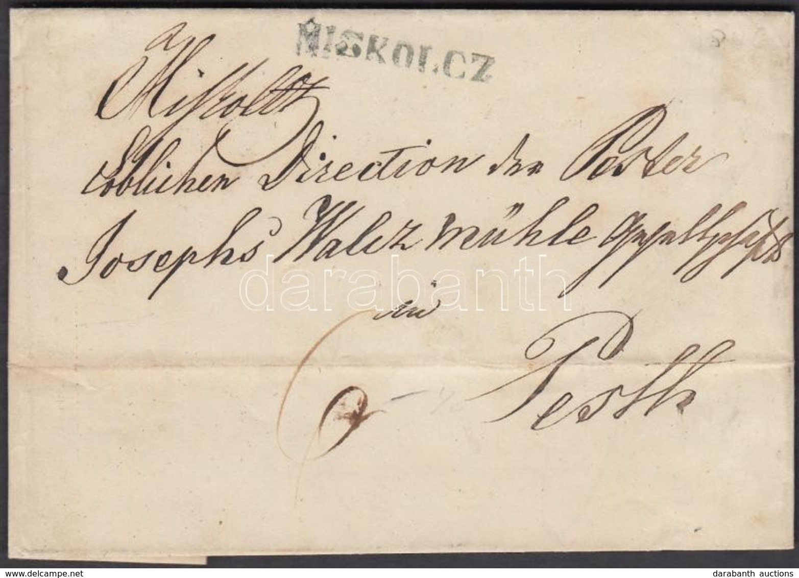 1846 Portós Levél / Cover With Postage Due, Zöld / Green 'MISKOLCZ' - 'PESTH' - Andere & Zonder Classificatie