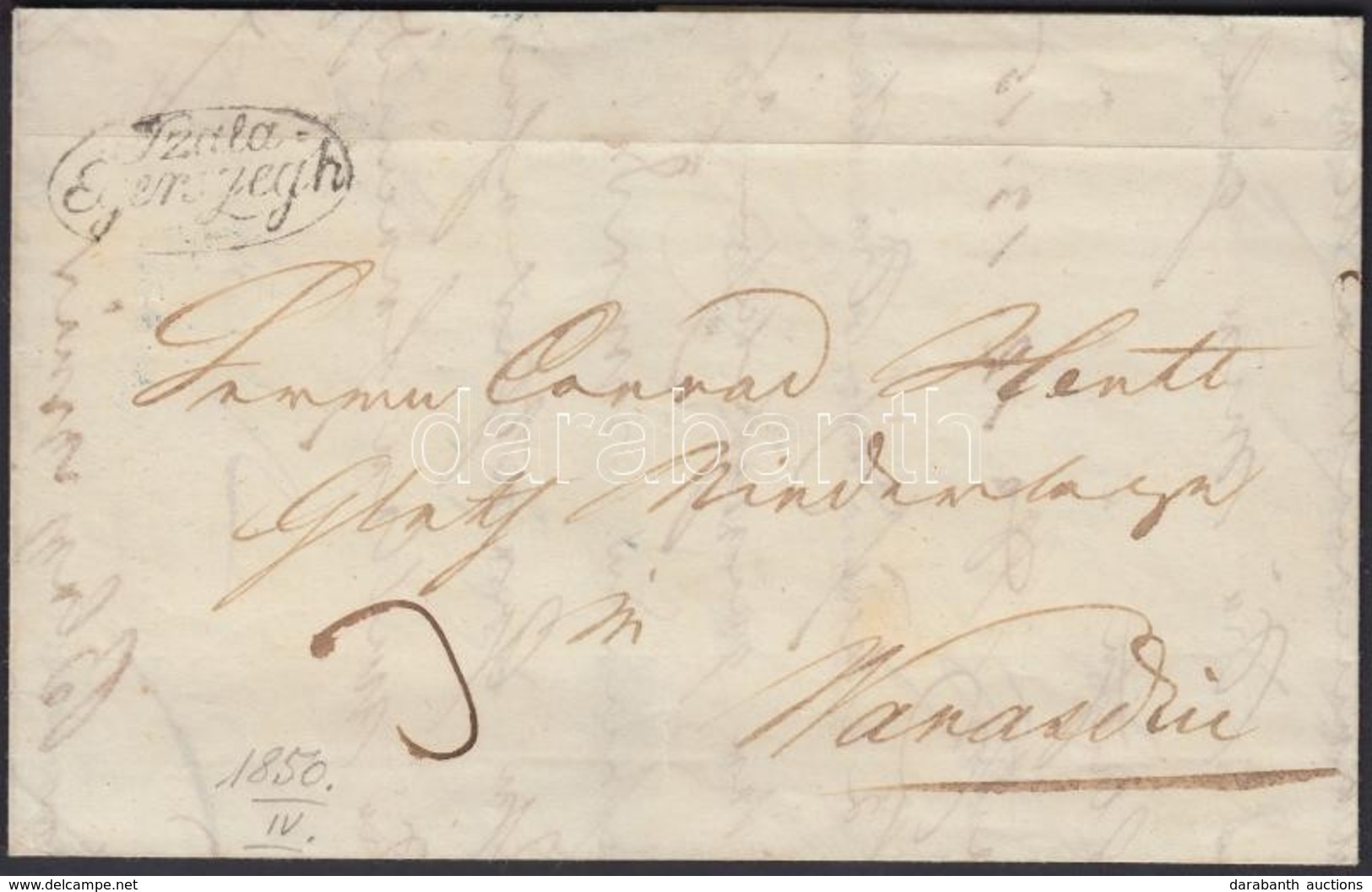 1850 Portós Levél / Unpaid Cover 'Szala=/Egerszegh' - Kék/blue 'WARASDIN' - Autres & Non Classés