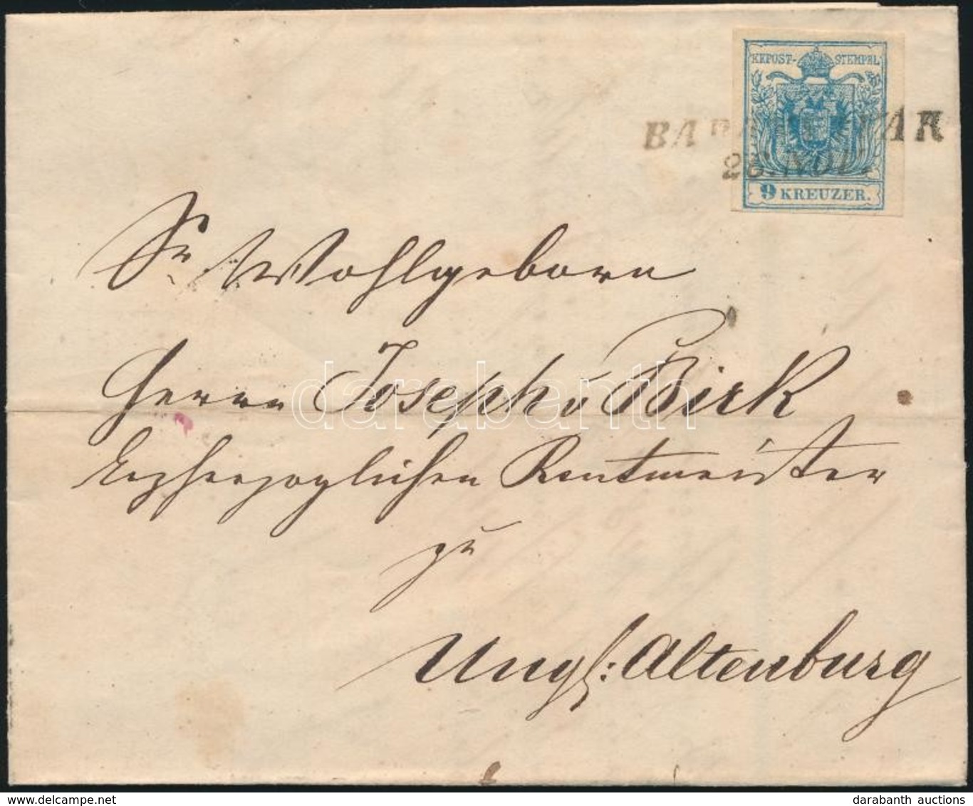 1852 9kr HP Levélen / On Cover 'BARANYAVÁR' - 'PEST' - 'RAAB' - 'UNG.ALTENBURG' - Sonstige & Ohne Zuordnung