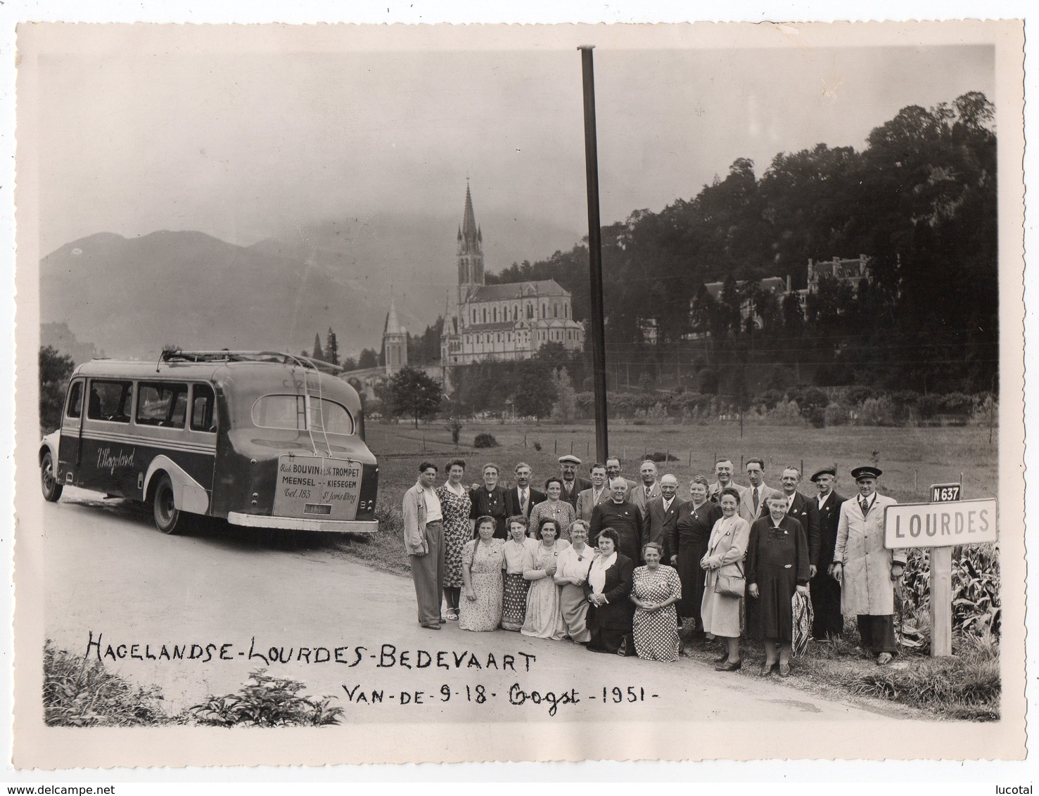 Hagelandse Lourdes Bedevaart - Foto - 9/18 Augustus 1951 - Autocar 't Hageland Bouvin & Trompet, Meensel - Kiesegem - Lieux