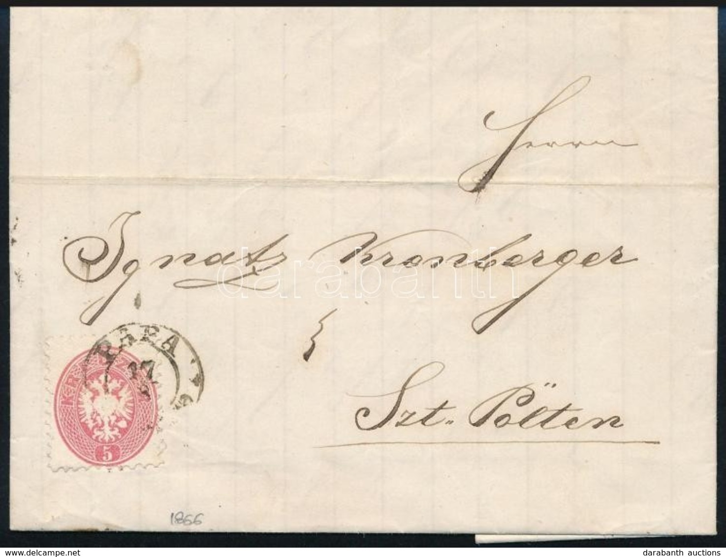 1866 5kr Levélen ,,PÁPA' - Andere & Zonder Classificatie