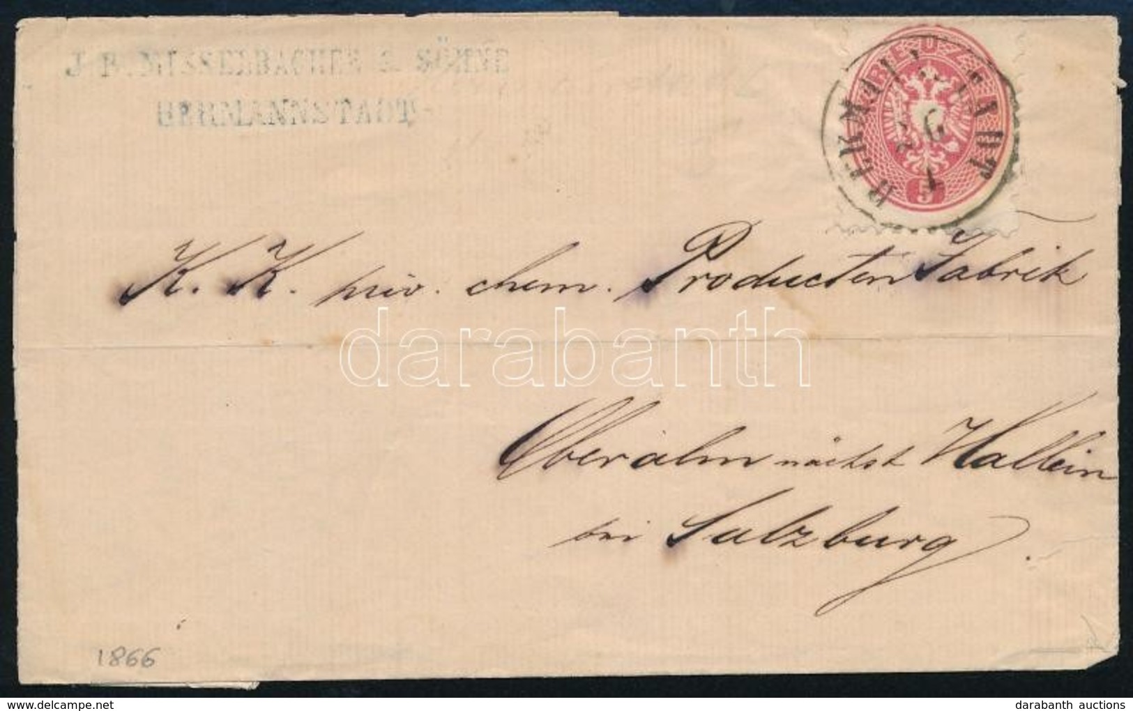 1866 5kr Levélen ,,HERMANNSTADT' - Autres & Non Classés