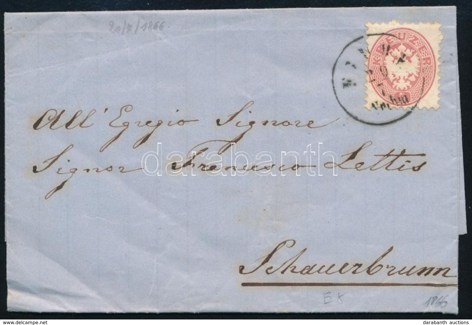 1866 5kr Levélen ,,FIUME Nachm' - Sauerbrumn - Other & Unclassified