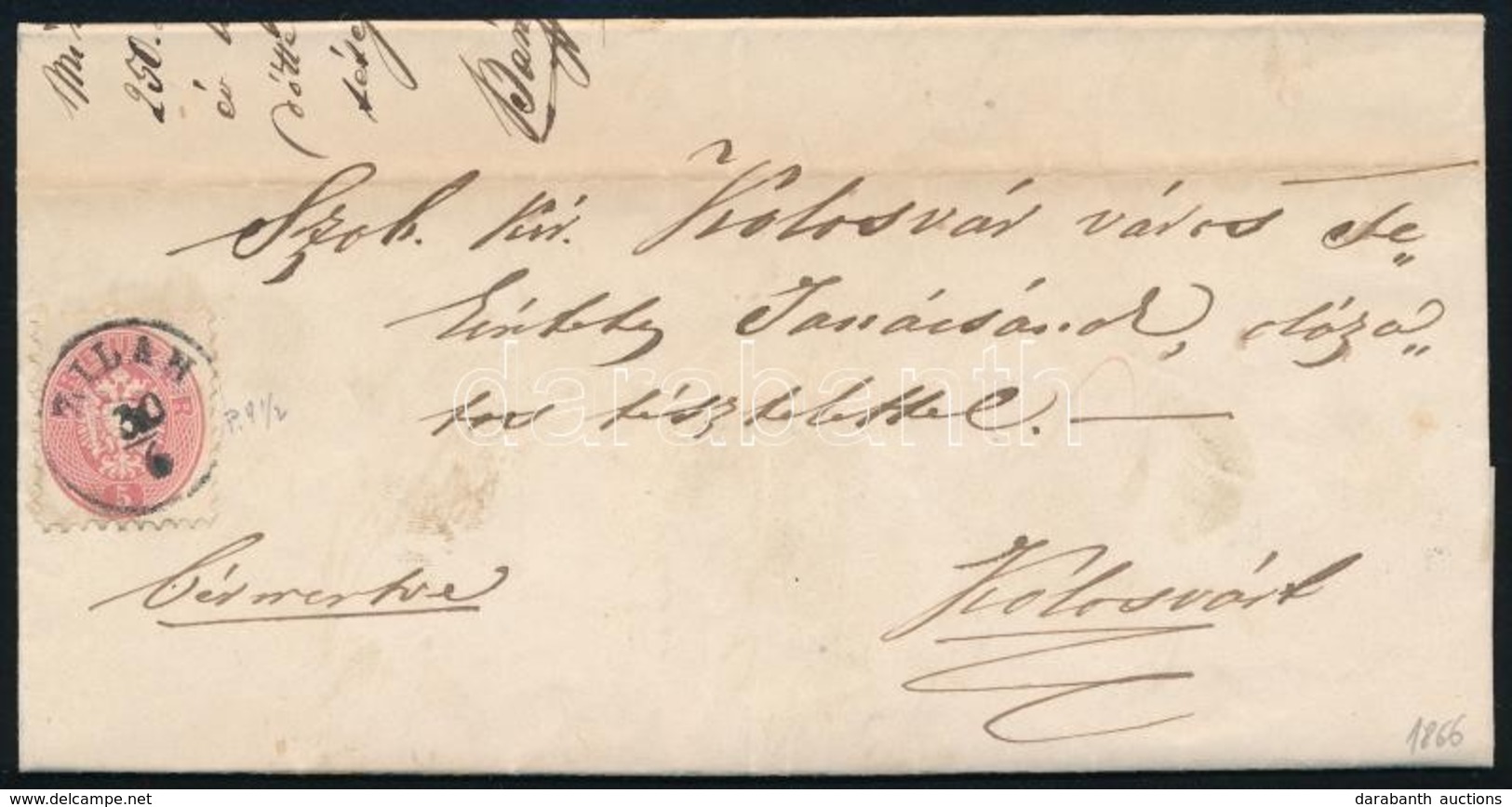 1866 5kr Levélen ,,ZILAH' - ,,KLAUSENBURG' - Other & Unclassified