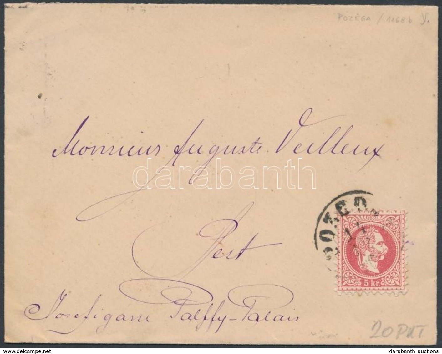 1870 5kr Levélen / On Cover 'POZEGA' - 'PEST' - Andere & Zonder Classificatie