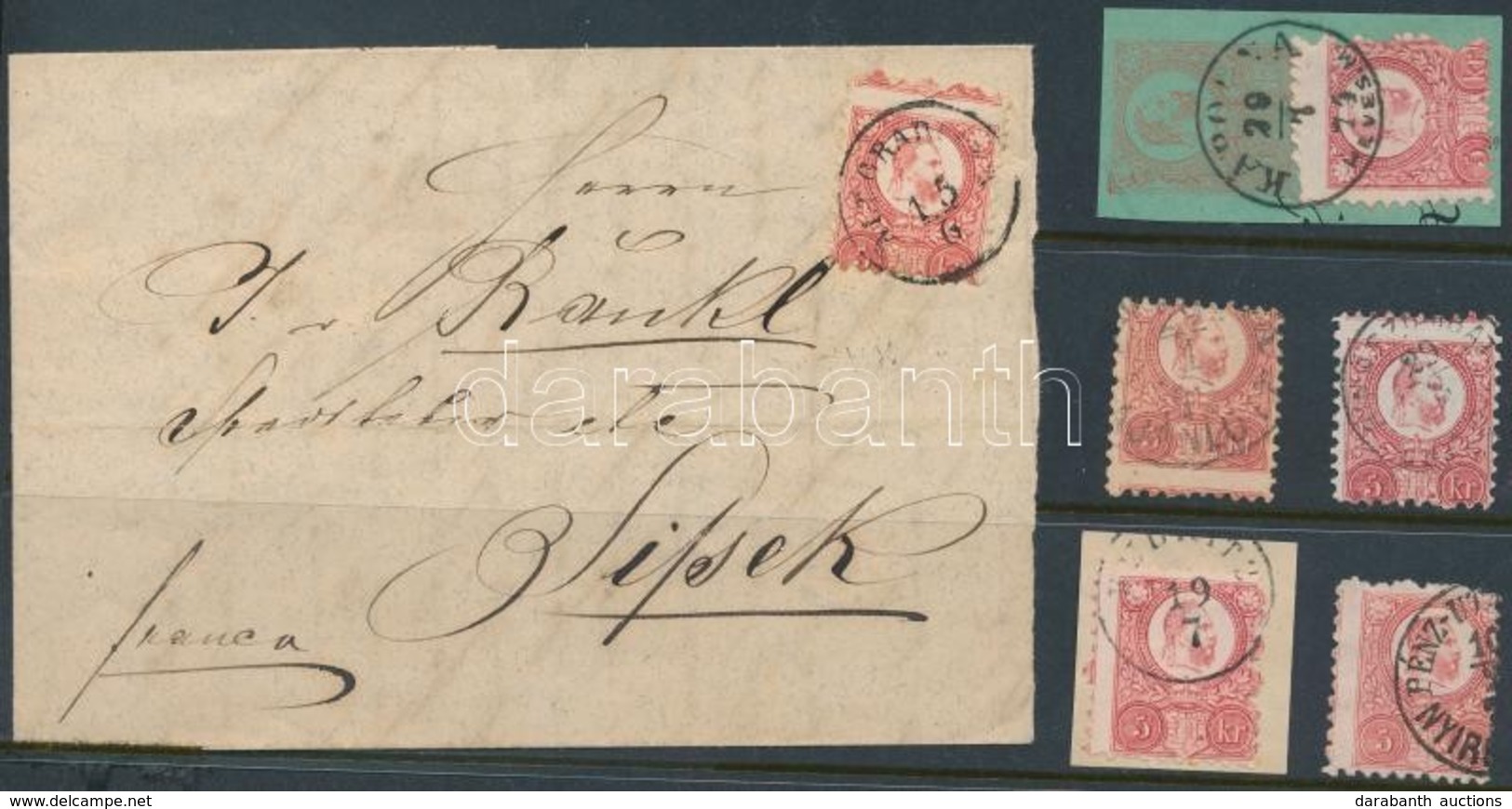 O 1871 6 Db Réznyomat 5kr Látványos Elfogazásokkal / 6 X Mi 10 With Shifted Perforations - Autres & Non Classés