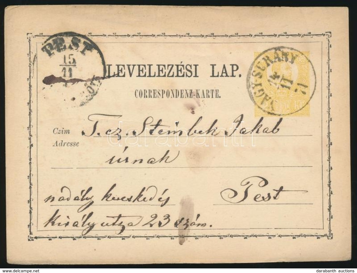 1871 2kr Díjjegyes Levelez?lap 'NAGY-SURÁNY' - Sonstige & Ohne Zuordnung