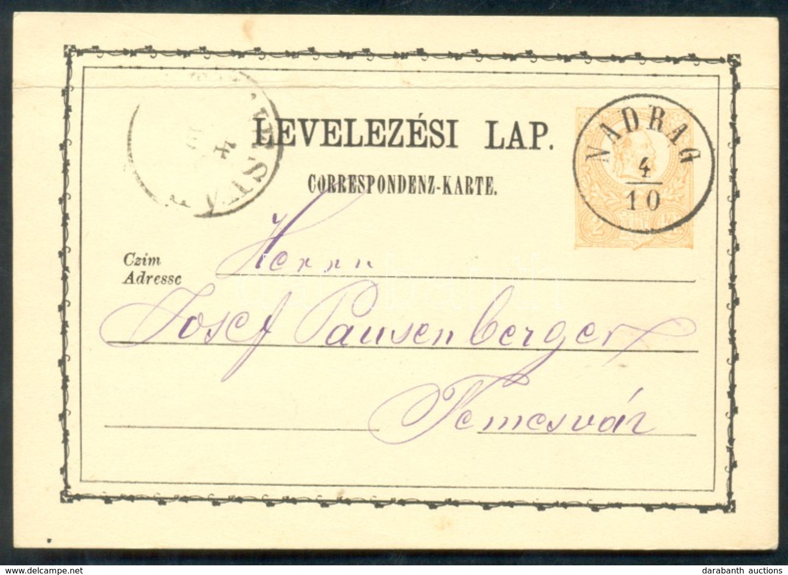 1871 Díjjegyes Levelez?lap / PS-card 'NADRAG' - 'TEMESVÁR' - Andere & Zonder Classificatie