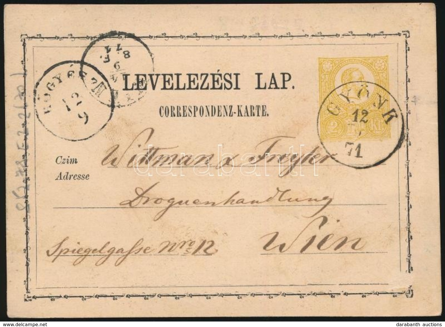 1871 Díjjegyes Levelez?lap ,,GYÖNK' - Autres & Non Classés