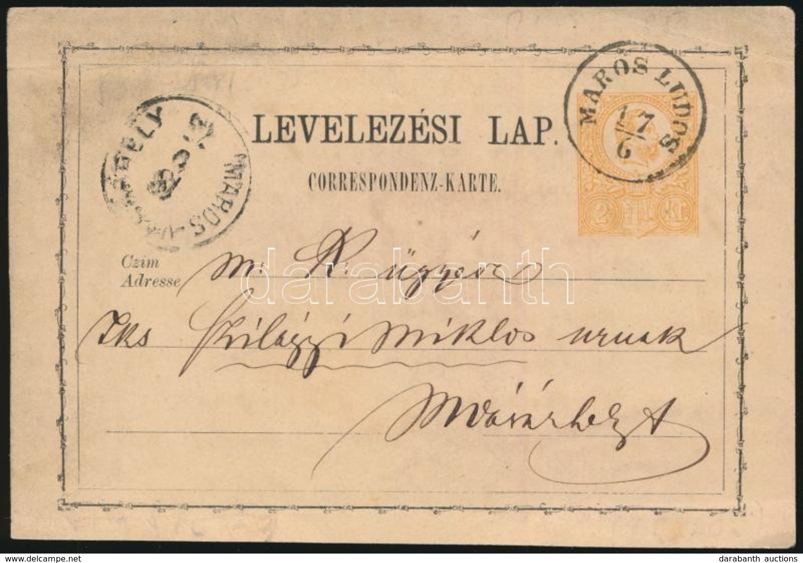 1873 Díjjegyes Levelez?lap 'MAROS-LUDOS' - ,,MAROS-VÁSÁRHELY' - Andere & Zonder Classificatie