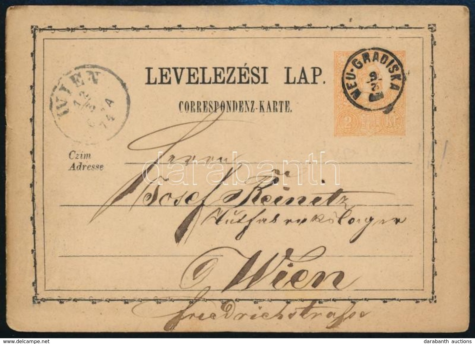 1874 Díjjegyes Levelez?lap ,,NEU-GRADISKA' - Autres & Non Classés