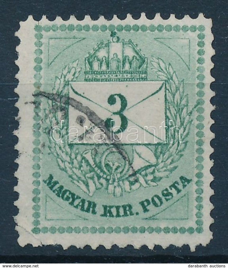 O 1874 3kr Finom Gyöngyjavítással (ex Lovász) (sarok Hiba / Damaged Corner) - Altri & Non Classificati