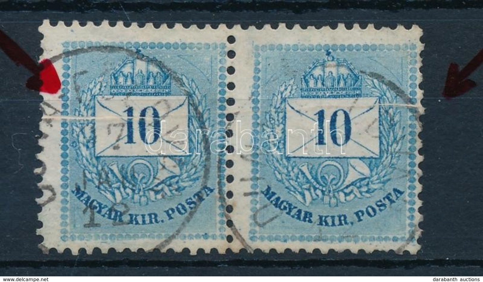 O 1881 10kr Pár Dupla Papírránccal (a Bal Oldali Bélyeg A Papírránc Mentén Beszakadt / Tear On The Left Side) - Other & Unclassified