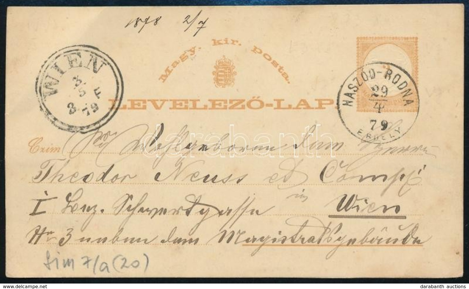 1879 Díjjegyes Levelez?lap ,,NASZÓD-RODNA ERDÉLY' - Other & Unclassified