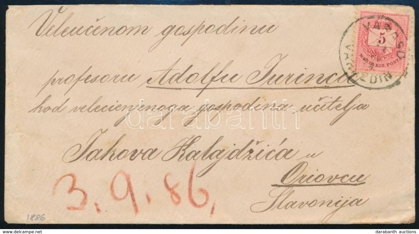 1886 5kr Levélen ,,VARASD' - Oriovac - Andere & Zonder Classificatie