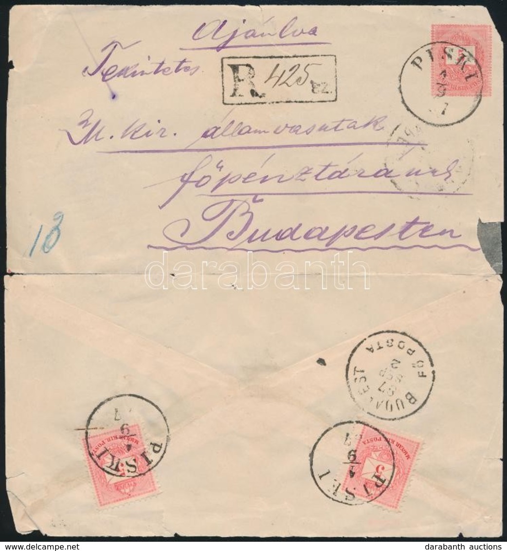 1887 5kr Díjjegyes Ajánlott Levél 2 X 5kr Díjkiegészítéssel / Registered 5kr PS-cover With 2 X 5kr Additional Franking ' - Sonstige & Ohne Zuordnung