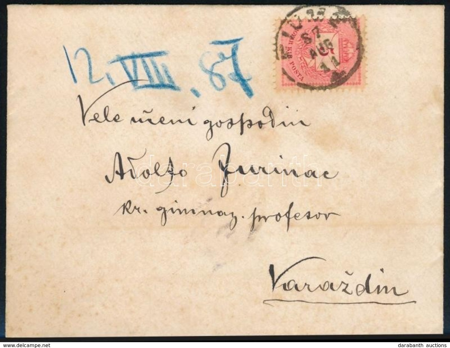 1887 5kr Levélen ,,FIUME' - Varazdin - Andere & Zonder Classificatie