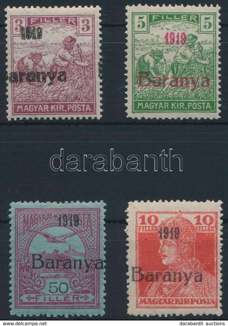 ** * Baranya I. 1919 4 Klf Bélyeg Antikva Számokkal (16.800) / 4 Stamps With Antiqua Numbers. Signed: Bodor - Autres & Non Classés