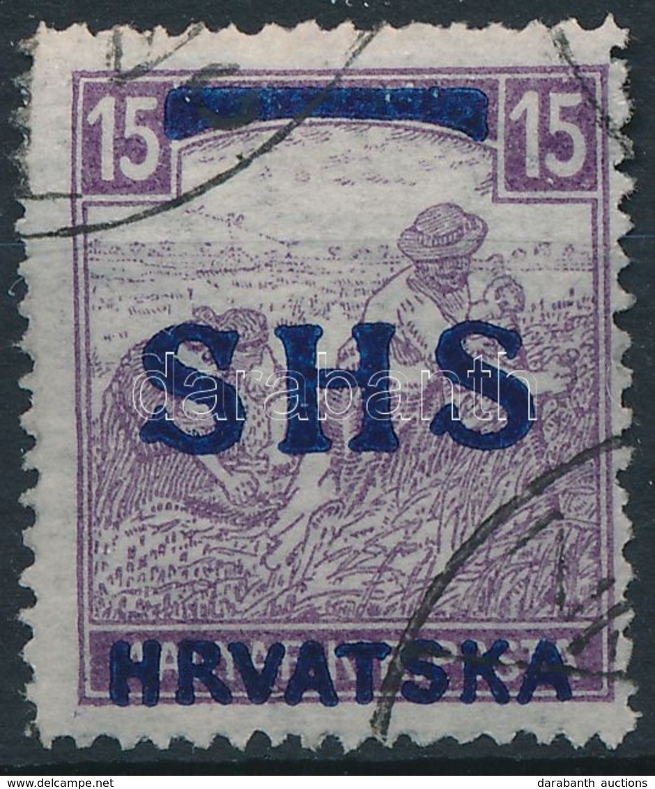 O SHS 1918 Fehérszámú Arató 15f (35.000) Mi 60 Signed: Bodor - Autres & Non Classés