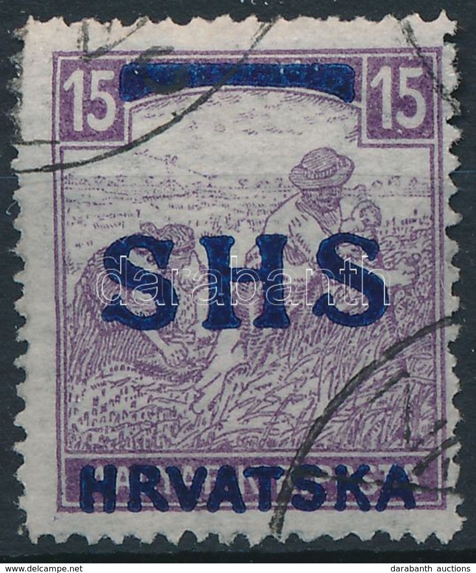 O SHS 1918 Fehérszámú Arató 15f (35.000) Mi 60 Signed: Bodor - Andere & Zonder Classificatie