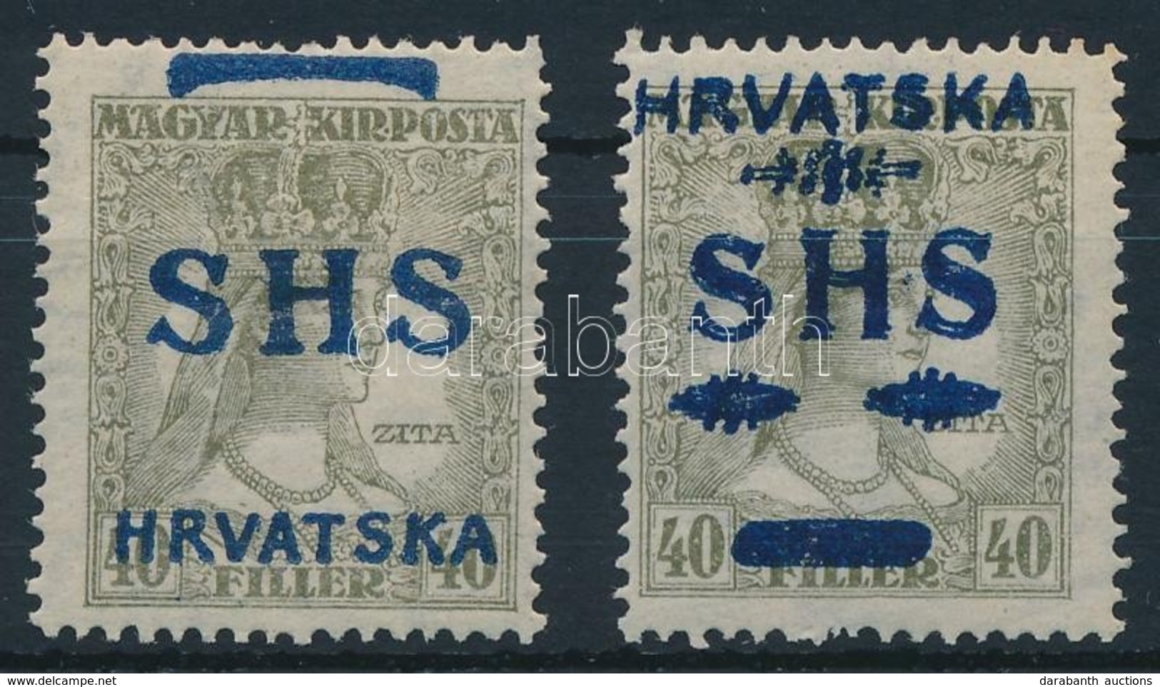 * SHS 1918 2 Db Zita 40f Eltér? Felülnyomással / 2 X Mi 87 With Overprint Varieties. Signed: Bodor - Autres & Non Classés