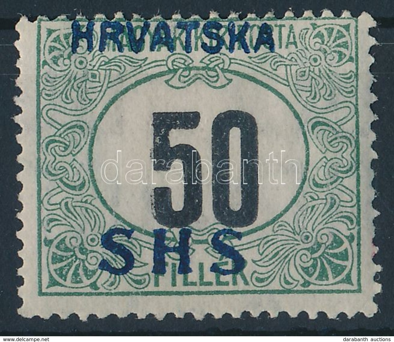 * SHS 1918 Feketeszámú Portó 50f VIIa Vízjellel (27.000) / Mi P34y Signed: Bodor - Sonstige & Ohne Zuordnung