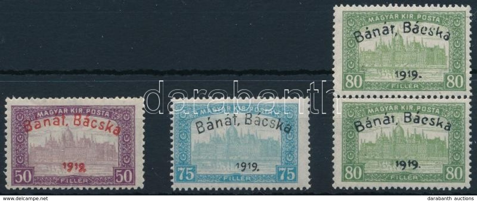 ** Bánát-Bácska 1919 3 Klf Parlament 50 F, 75 F, 80 F, Közte Egy Pár Garancia Nélkül (**9.900) - Autres & Non Classés