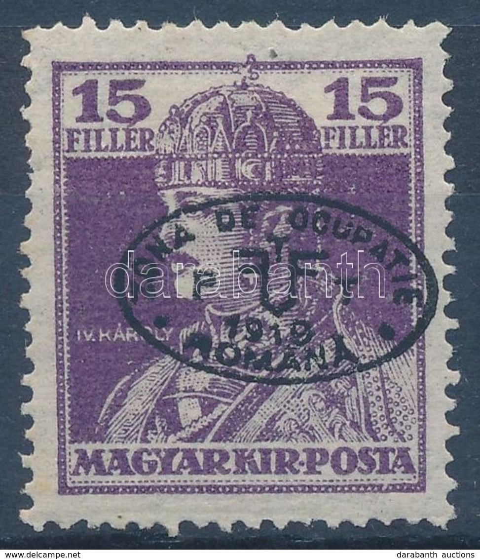 * Debrecen I. 1919 Károly 15f Fekete Felülnyomással Garancia Nélkül (**50.000) - Sonstige & Ohne Zuordnung