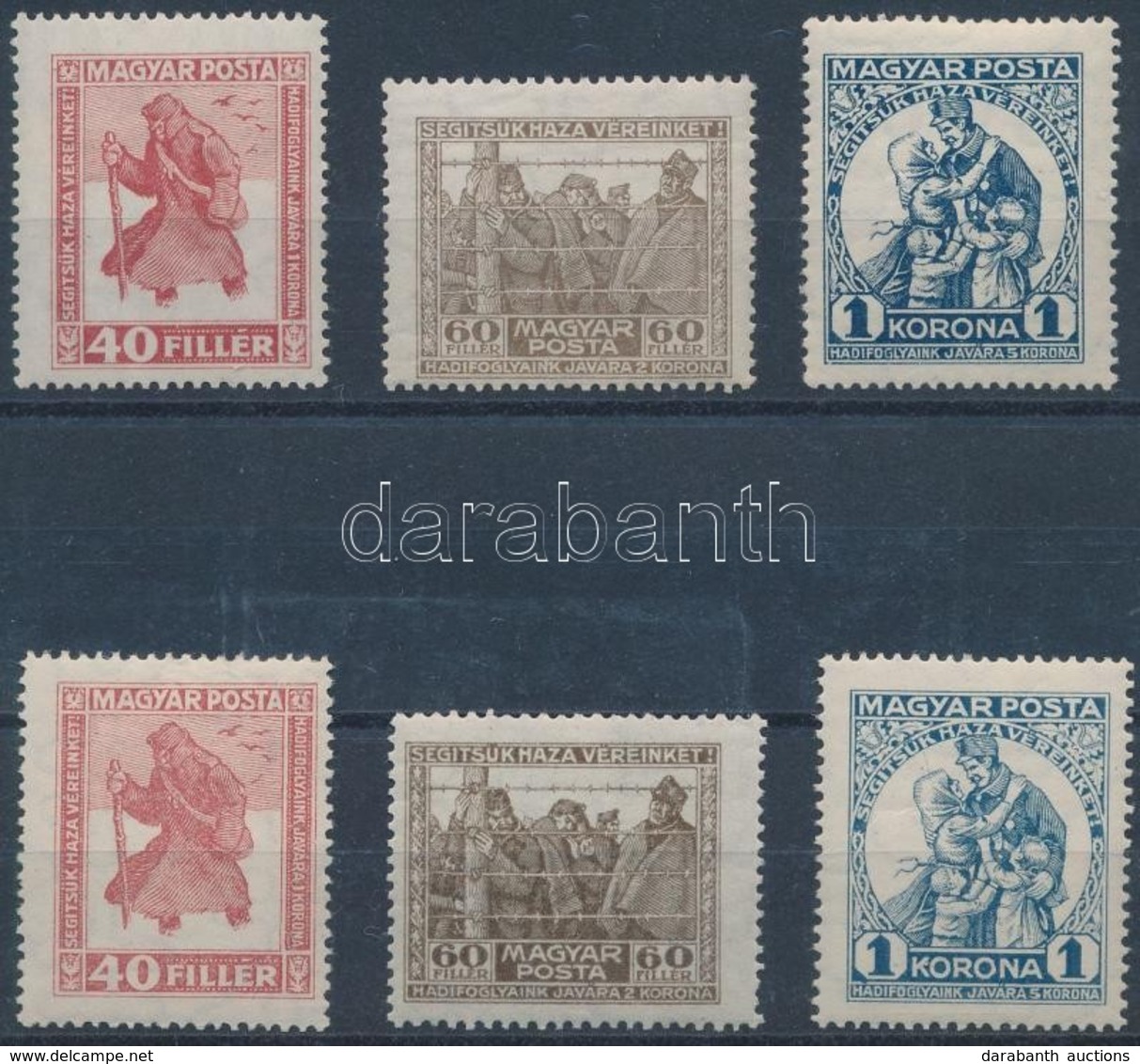 ** * 1920 2 Db Hadifogoly Sor / 2 X Mi 312-314 (40f Falcos / Hinged) - Sonstige & Ohne Zuordnung