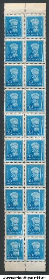 ** 1932 Arcképek 40f Húszastömb, 12 Bélyegen Papírráncok / Mi 498 Block Of 20, Paper Creases On 12 Stamps - Other & Unclassified