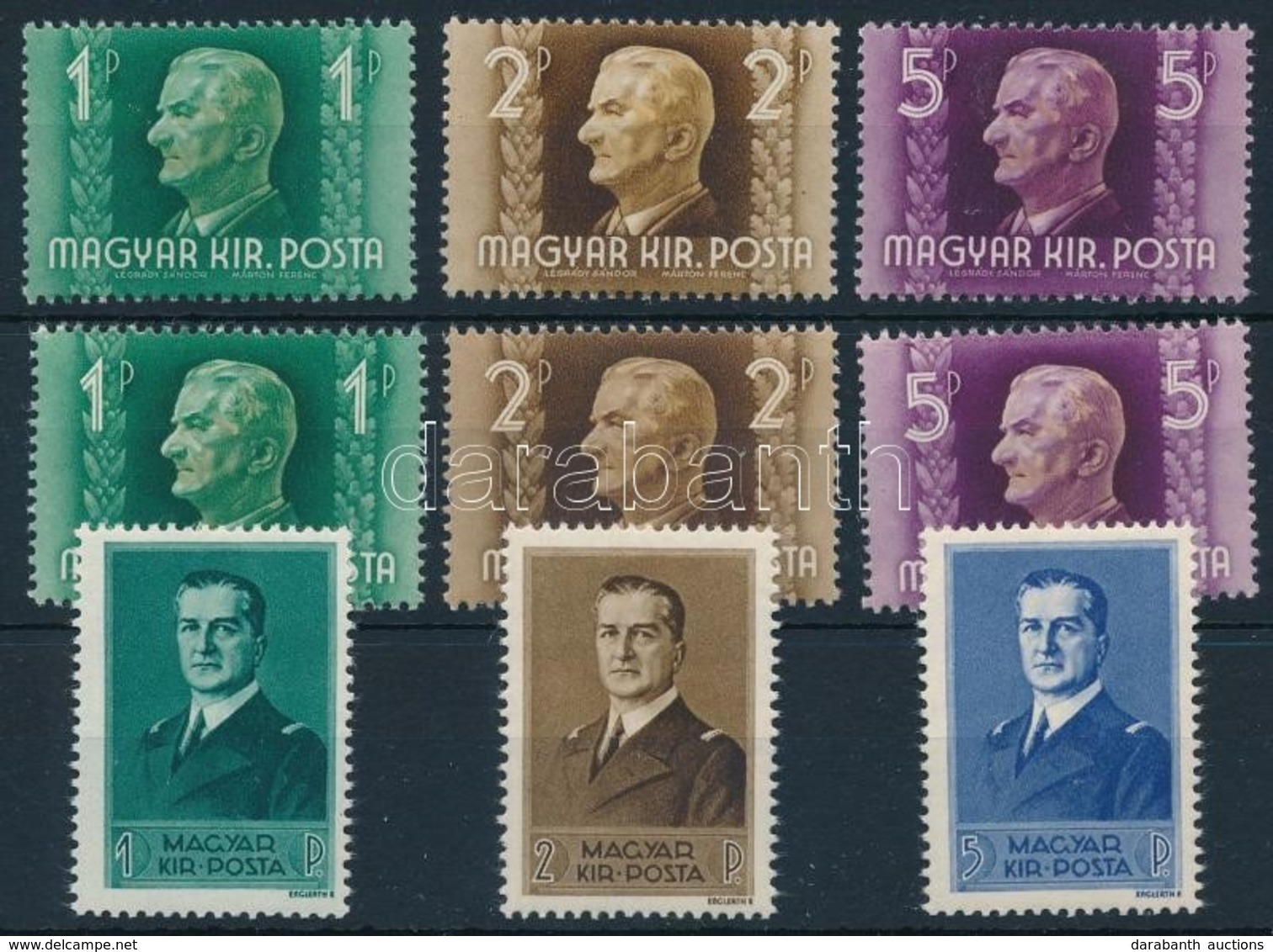 ** 1938-1941 Kormányzói Arcképsor I-III (4.550) - Autres & Non Classés